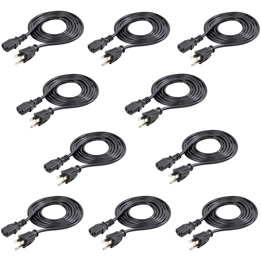 StarTech.com 6 ft Standard Computer Power Cord - NEMA5-15P to C13 - Power cable - 10 Pack — PXT10110PK