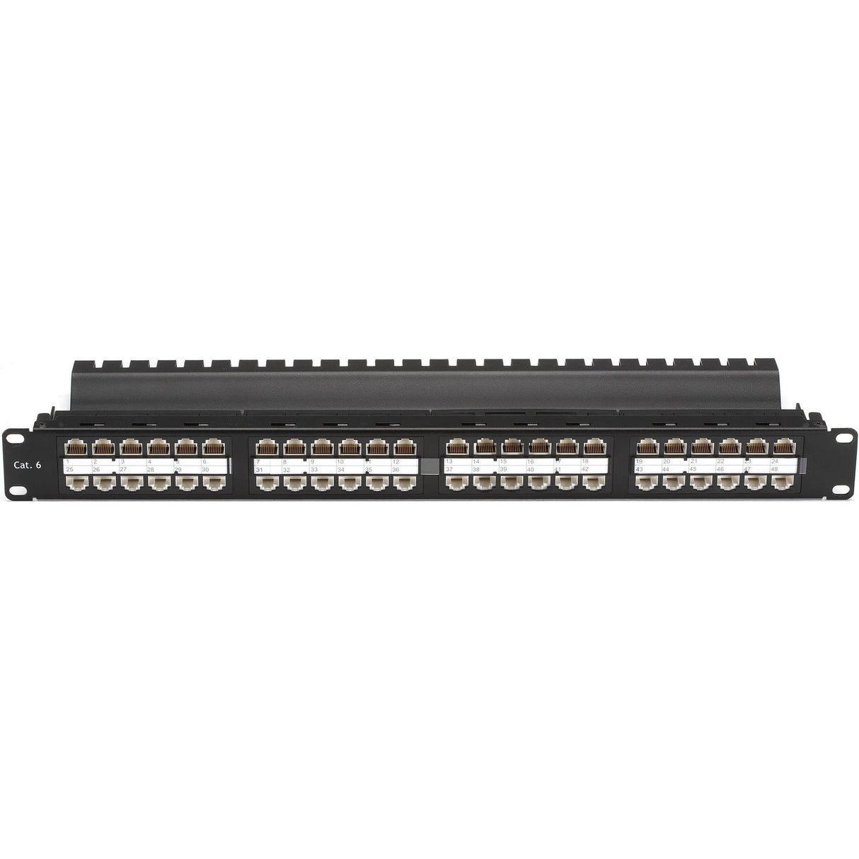 Black Box CAT6 Feed-Through Patch Panel - 1U, Unshielded, 48-Port — JPM820A-HD