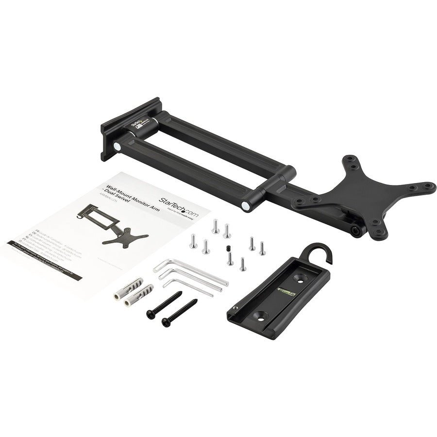 StarTech.com Wall Mount Monitor Arm, Dual Swivel, Supports 13'' to 34" (33.1lb/15kg) Monitors, VESA Mount, TV Wall Mount, TV Mount — ARMWALLDS