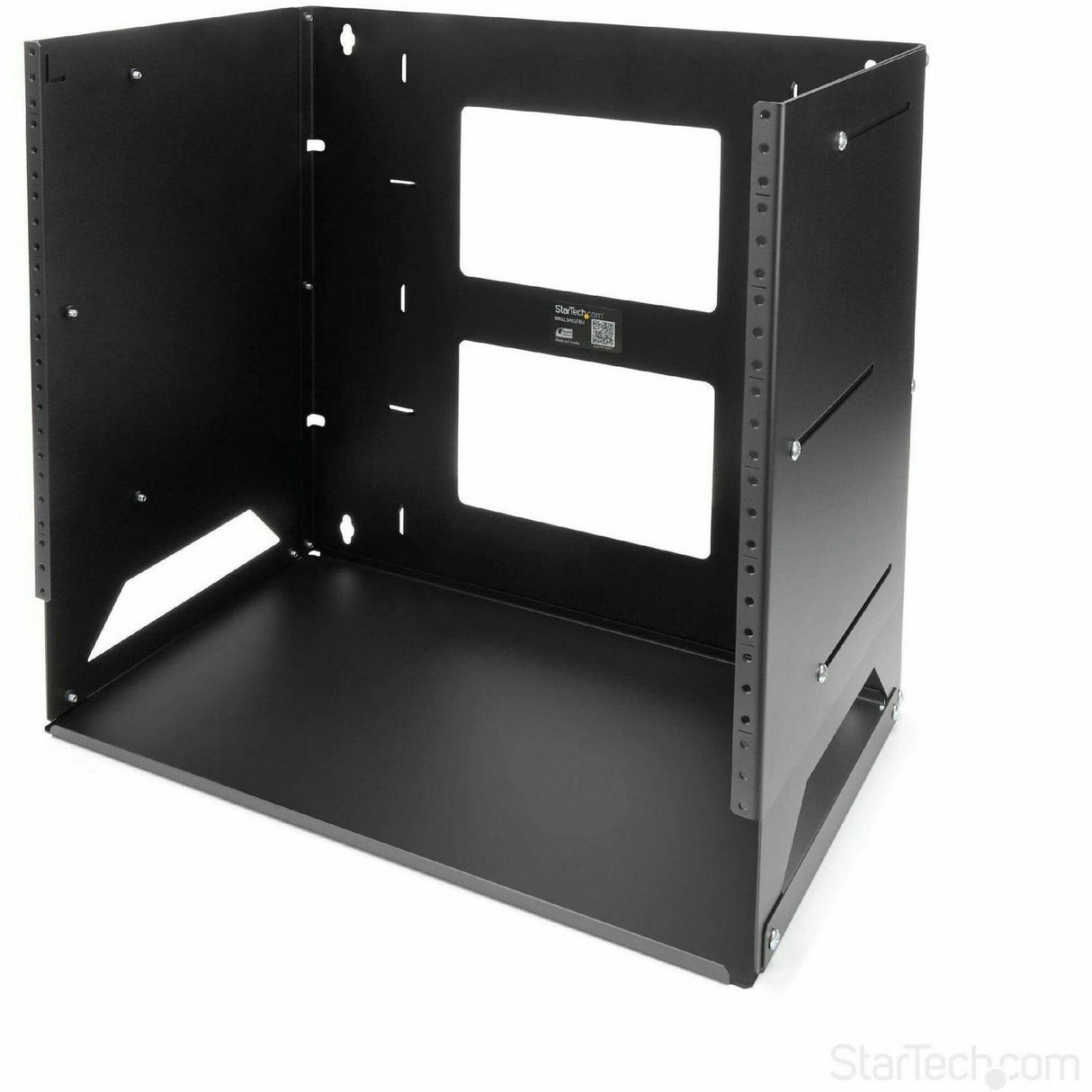 StarTech.com 2-Post 8U Open Frame Wall Mount Network Rack with Built-in Shelf and Adjustable Depth, Computer Rack for IT Equipment, TAA~ — WALLSHELF8U