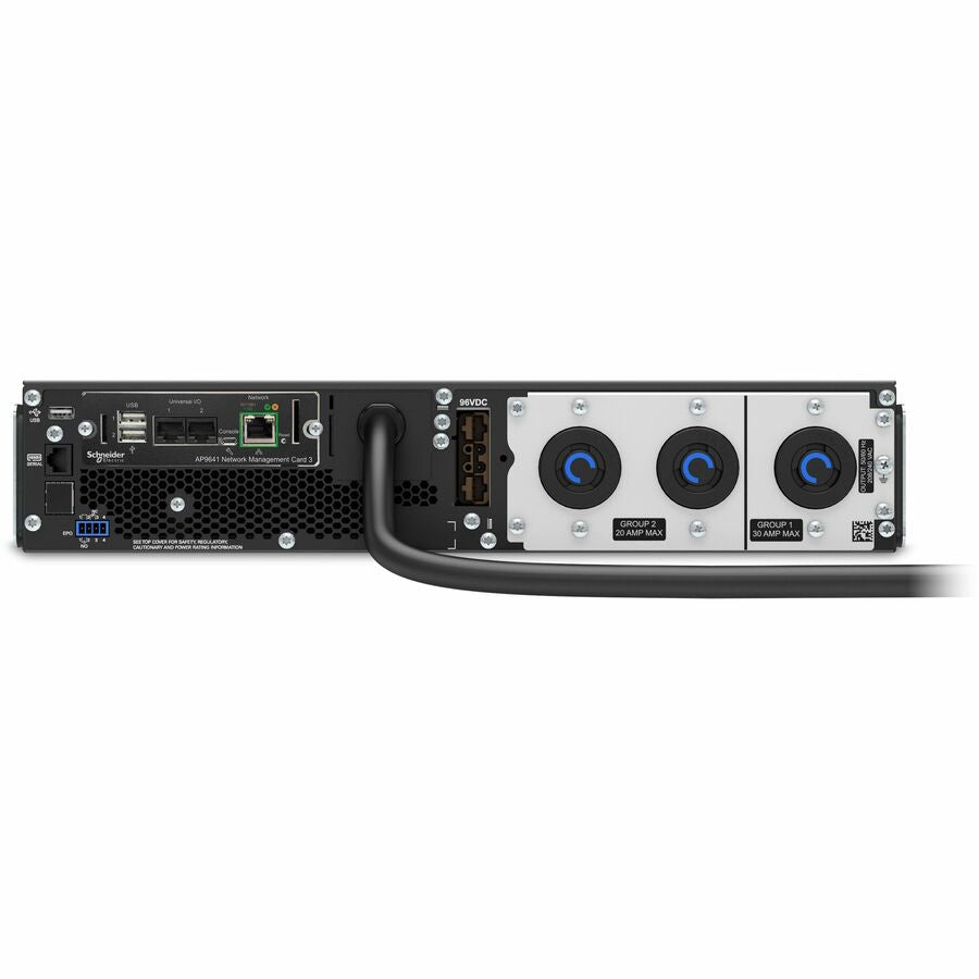 APC Smart-UPS On-Line, 3kVA, Rackmount 2U, 208V, 2x L6-20R+1x L6-30R NEMA outlets, Network Card, Extended runtime, W/ rail kit — SRT3000RMXLT-NC