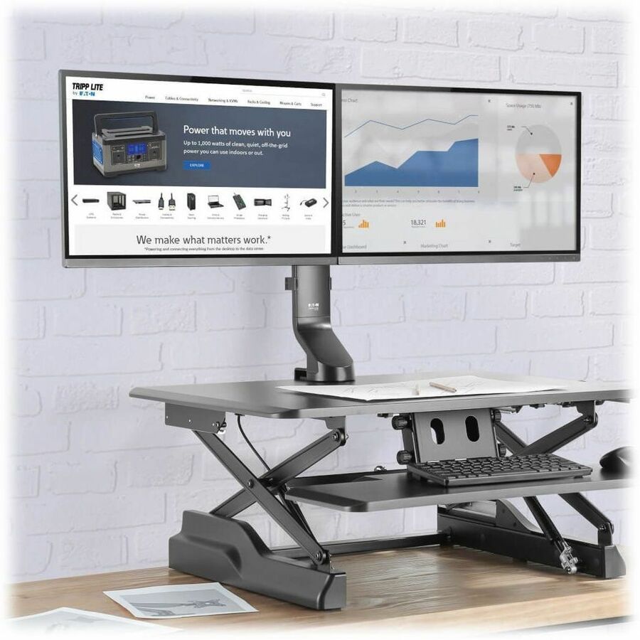 Eaton Tripp Lite Series Dual-Display Monitor Arm with Desk Clamp and Grommet - Height Adjustable, 17" to 27" Monitors — DDR1727DC