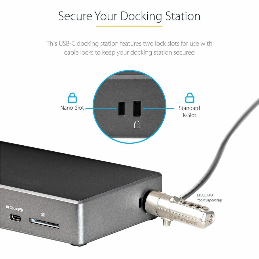 StarTech.com USB C Dock, Triple 4K Monitor USB-C Docking Station with DP 1.4 & DSC, 2x DisplayPort & 1x HDMI, 100W PD, 6x USB (2x 10Gbps) — DK31C2DHSPD