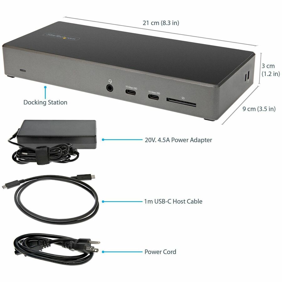 StarTech.com USB C Dock, Triple 4K Monitor USB-C Docking Station with DP 1.4 & DSC, 2x DisplayPort & 1x HDMI, 100W PD, 6x USB (2x 10Gbps) — DK31C2DHSPD