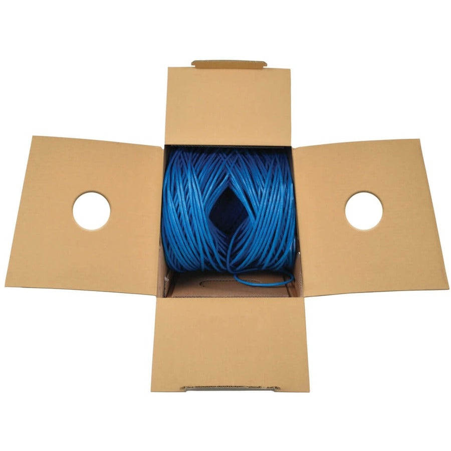 Eaton Tripp Lite Series Cat6 Gigabit Solid Core UTP Bulk Ethernet Cable, CMP-LP 0.5A Plenum, 100W PoE/PoE++, Blue, 1000 ft. (304.8 m) — N224-01K-BL-LP5