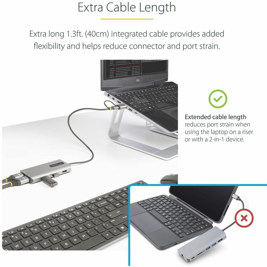 StarTech.com USB-C Multiport Adapter w/Attached USB-C to USB-A Dongle, Dual HDMI 4K/1080, 3x USB, Mini Laptop Docking Station, Travel Dock — 167B-USBC-MULTIPORT