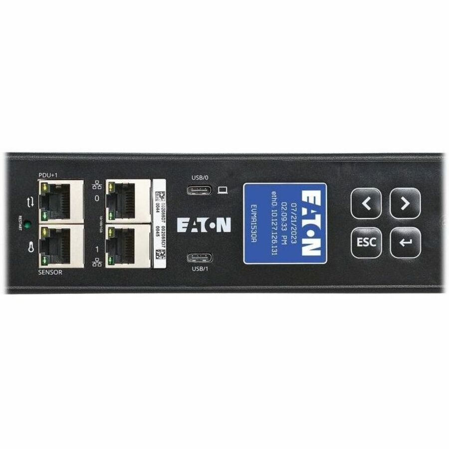 Eaton 3-Phase Managed Rack PDU G4, 208V, 24 Outlets, 24A, 8.6kW, L15-30 Input, 10 ft. Cord, 0U Vertical — EVMA1530A