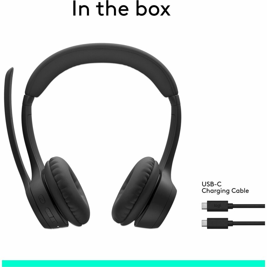 Logitech Zone 300 Wireless Bluetooth Headset With Noise-Canceling Microphone, Compatible with Windows, Mac, Chrome, Linux, iOS, iPadOS, Android - Black — 981-001406