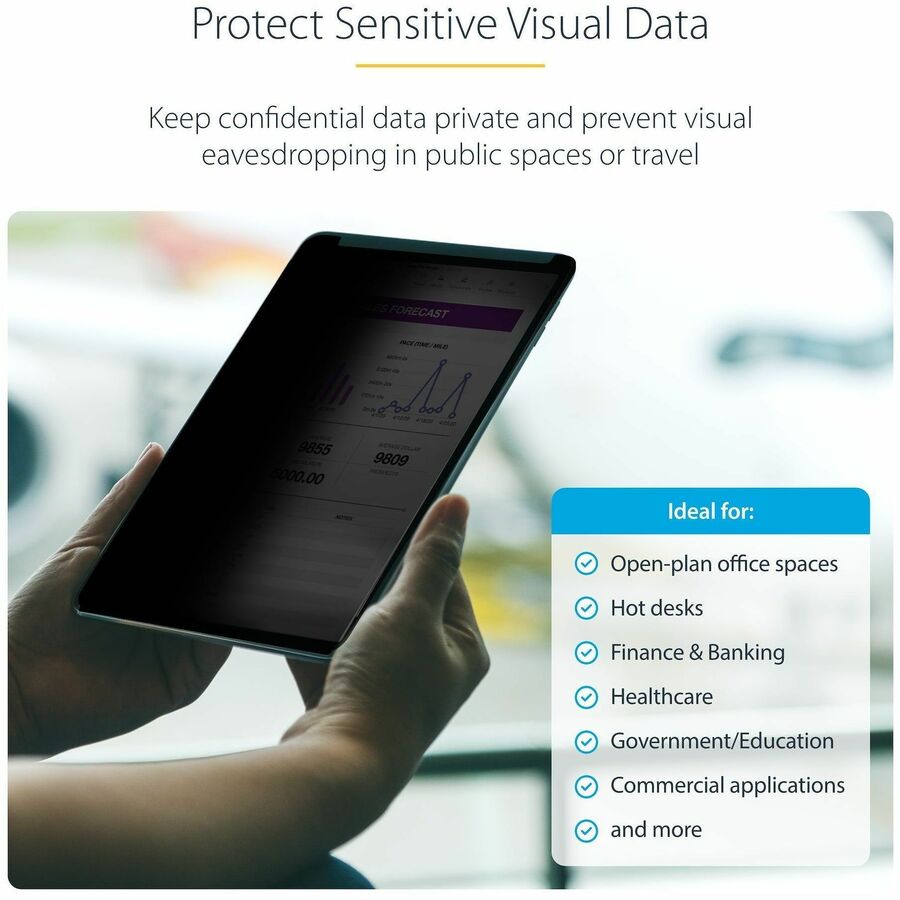 StarTech.com 4-Way Privacy Screen For 11-inch iPad Pro, For Portrait/Landscape Orientations, Touch-Enabled, +/- 30 Deg. View, Matte Finish — 11IP-PRIVACY-SCREEN