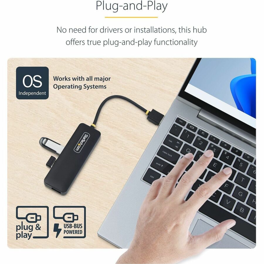 StarTech.com StarTech.com 4-Port USB-A Hub, 5Gbps, Bus Powered, Small Travel Mini USB Hub, Multi-Port USB 3.0 Splitter, Portable USB Hub — H5A4A-USB-HUB