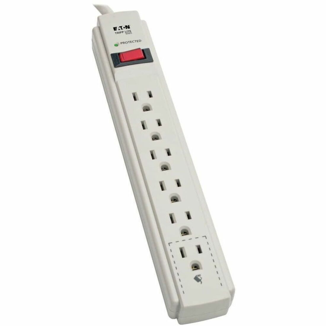Eaton Tripp Lite Series Protect It! 6-Outlet Surge Protector, 4 ft. (1.22 m) Cord, 790 Joules, Diagnostic LED, Light Gray Housing — TLP604