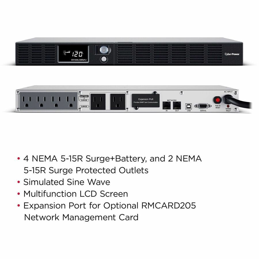 CyberPower OR1500LCDRM1U Smart App LCD UPS Systems — OR1500LCDRM1U