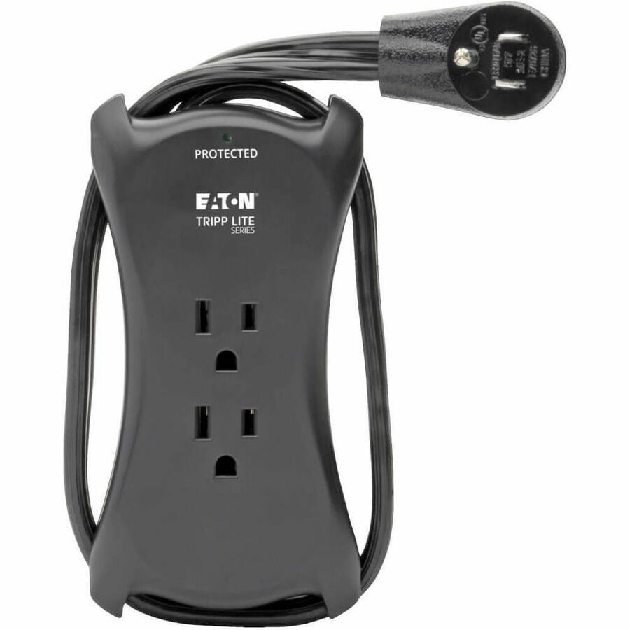 Eaton Tripp Lite Series Protect It! 3-Outlet Travel-Size Surge Protector - 5-15R Outlets, 2 USB Ports, 5-15P Input, 1050 Joules, Black — TRAVELER3USB