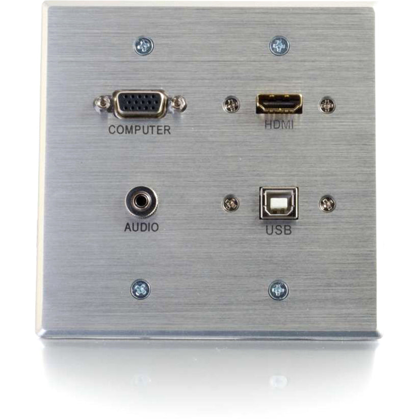 C2G HDMI, VGA, 3.5mm Audio and USB Pass Through Wall Plate - Double Gang — 39703