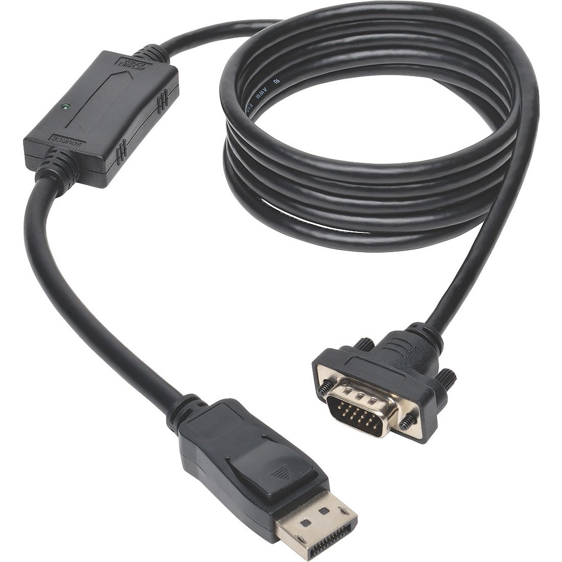 Eaton Tripp Lite Series DisplayPort 1.2 to VGA Active Adapter Cable (DP with Latches to HD15 M/M), 6 ft. (1.8 m), TAA — P581-006-VGA-V2