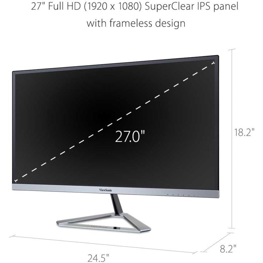 ViewSonic VX2776-SMHD 27 Inch 1080p IPS Monitor with FreeSync, Ultra-Thin Bezels, HDMI and DisplayPort — VX2776-SMHD