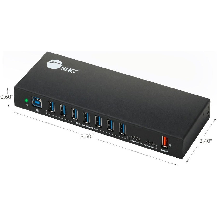 SIIG 10 Port Industrial USB 3.1 Gen 1 Hub with Dual USB-C & 65W Charging — ID-US0811-S1