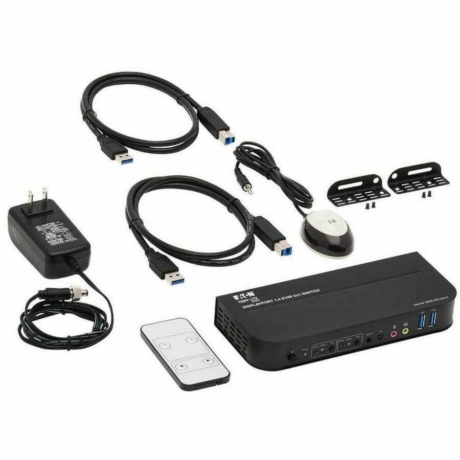 Eaton Tripp Lite Series 2-Port DisplayPort/USB KVM Switch - 4K 60 Hz, HDR, HDCP 2.2, IR, DP 1.4, USB Sharing, USB 3.0 Cables — B005-DPUA2-K