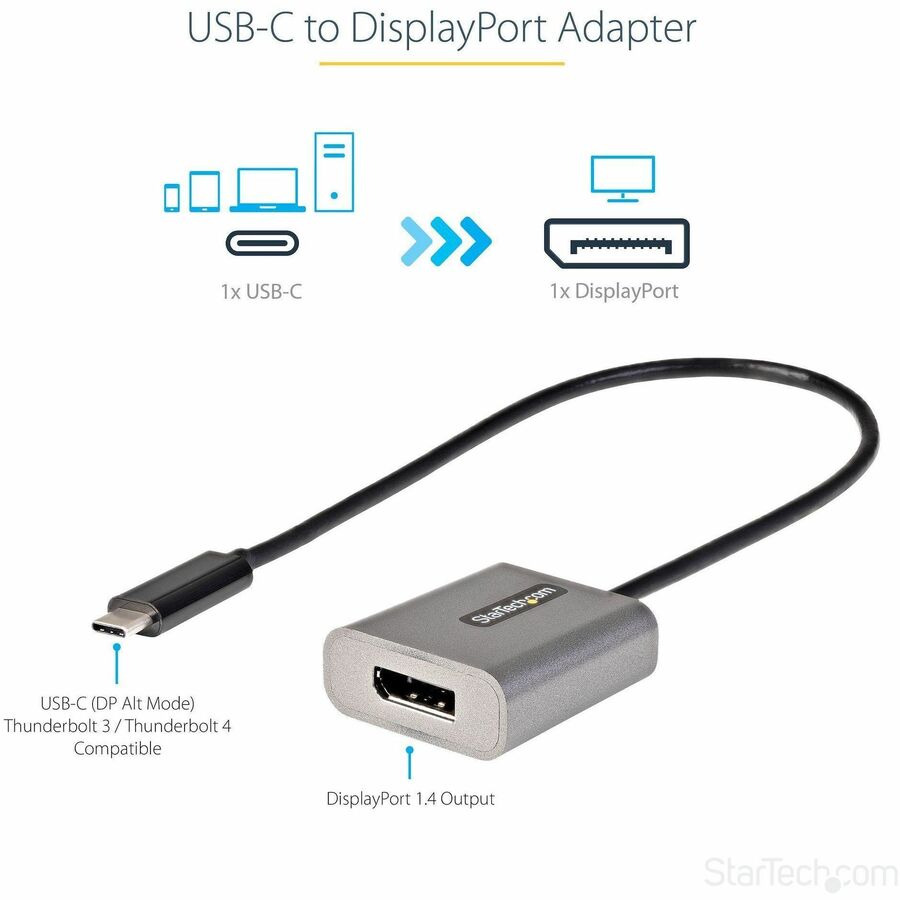 USB C to DisplayPort Adapter, 8K/4K 60Hz USB-C to DisplayPort 1.4 Adapter, DSC, USB Type-C to DP Video Converter, w/12" Cable — CDP2DPEC