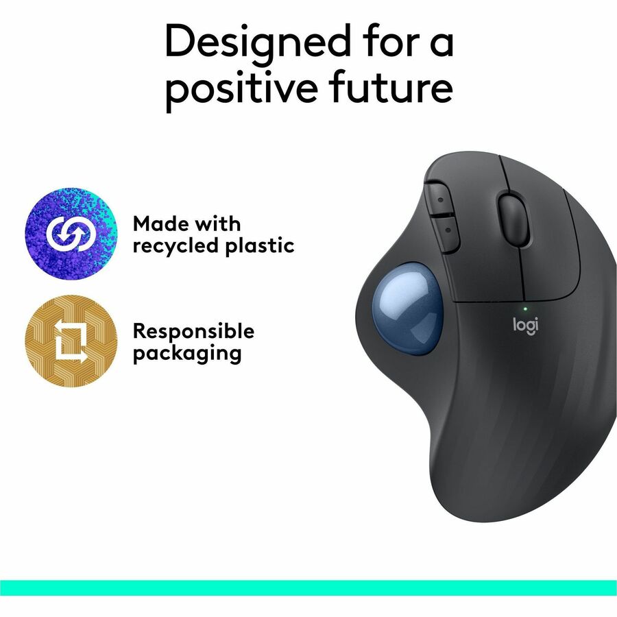 Logitech ERGO M575 Wireless Trackball Mouse for Business - Ergonomic Design, Logi Bolt, Bluetooth, Graphite — 910-006197