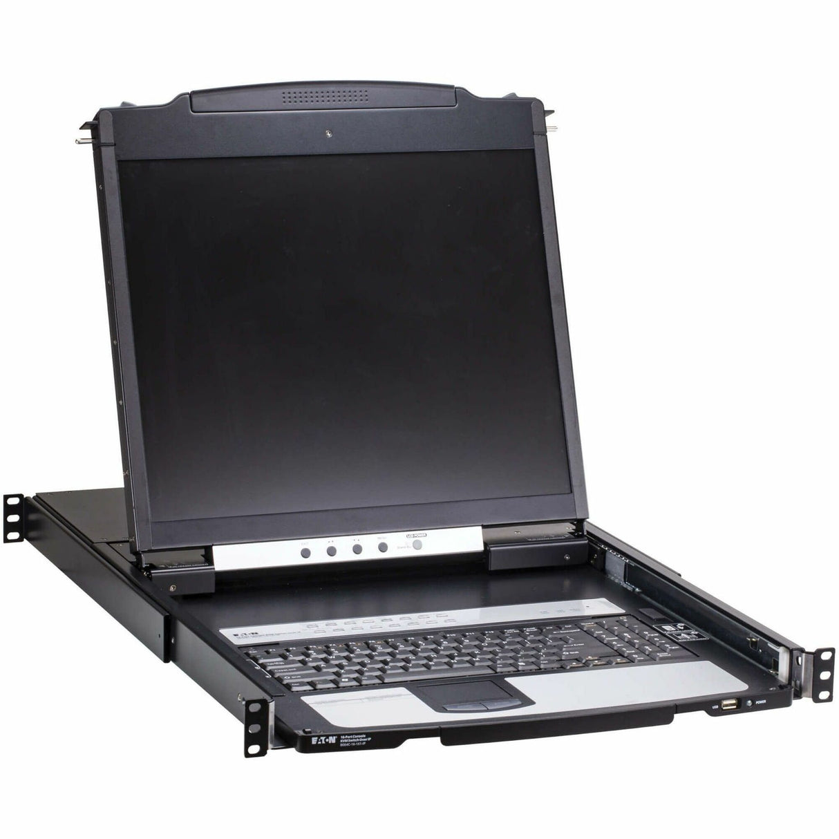 Eaton 16-Port Cat5 KVM over IP Switch - Virtual Media, 19 in. LCD, 1 Remote/1 Local User, 1U Rack-Mount, TAA — B064C-16-1X1-IP