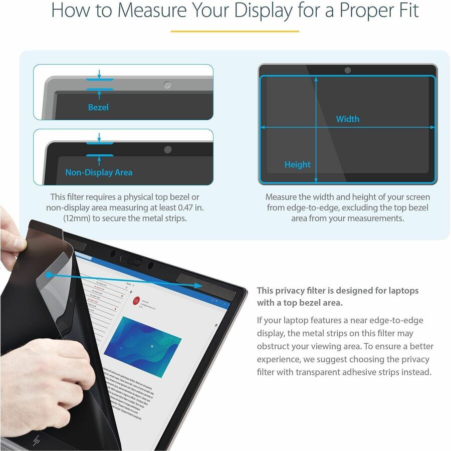 StarTech.com Laptop Privacy Screen for 15.6" Notebook - Removable Magnetic Laptop Security Filter - Blue Light Reducing - Matte/Glossy — PRIVSCNLT15