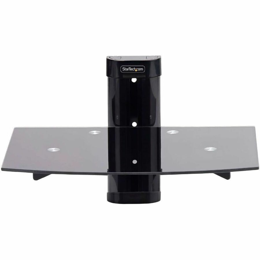 StarTech.com Floating Wall-Mounted AV Shelf, Adjustable Height Shelf For Under TV A/V Equipment, Black Tempered Glass Shelf — 1B-WALL-MOUNT-SHELF