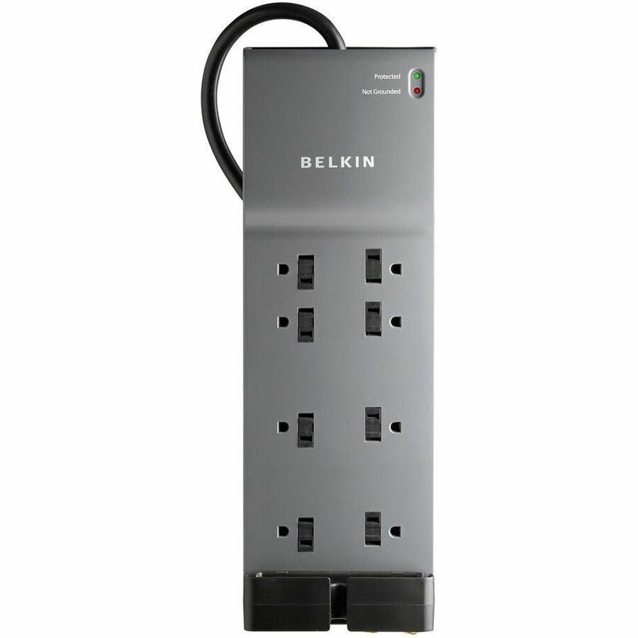 Belkin 8-Outlet Surge Protector - 6ft Cord - Right Angle Plug - 3550J - Telephone Protection - Grey (3-pack) — BE108200-063PK