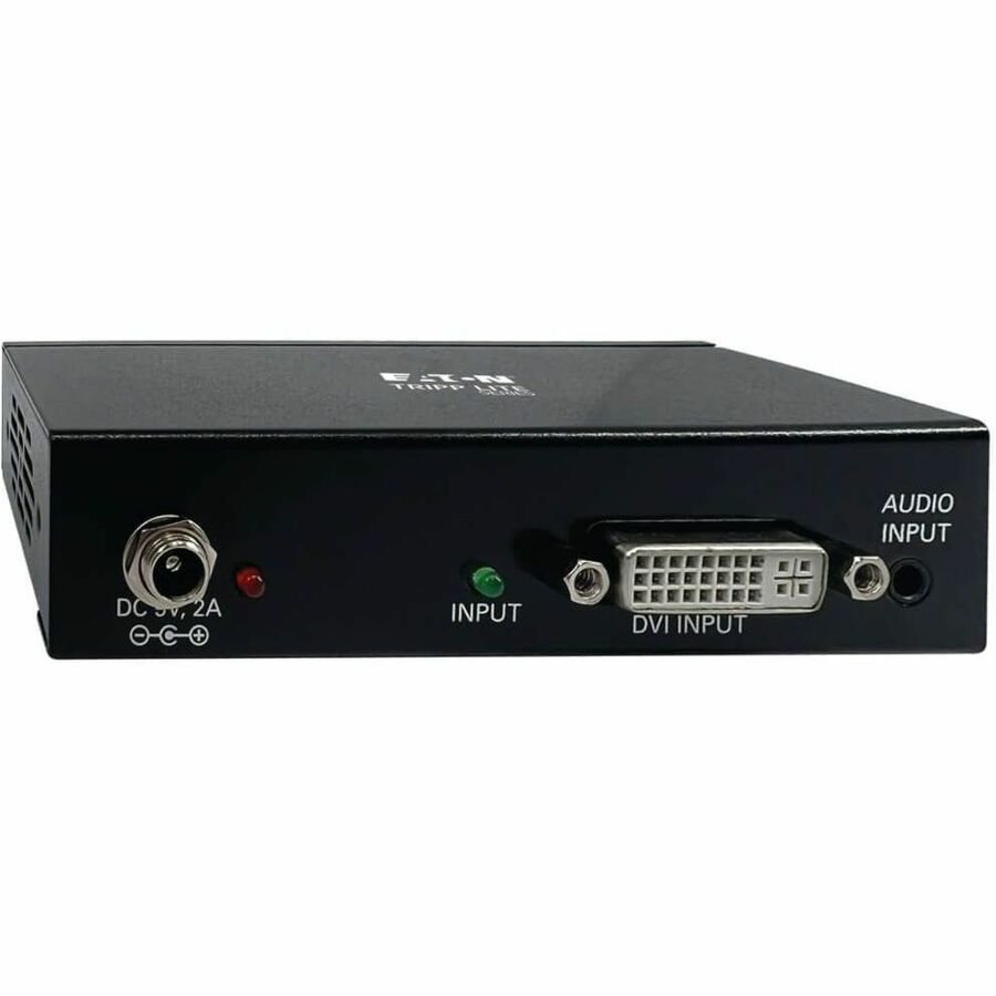 Eaton Tripp Lite Series 2-Port DVI Splitter with Audio and Signal Booster, Single-Link 1080p @ 60 Hz (DVI-D F/2xF), International Plug Adapters, TAA — B116-002A-INT