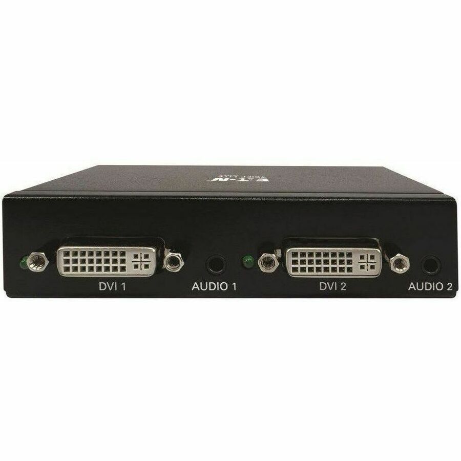 Eaton Tripp Lite Series 2-Port DVI Splitter with Audio and Signal Booster, Single-Link 1080p @ 60 Hz (DVI-D F/2xF), International Plug Adapters, TAA — B116-002A-INT