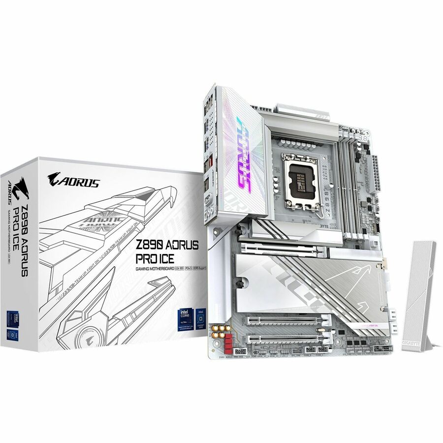 Aorus Ultra Durable Z890 PRO ICE Gaming Desktop Motherboard - Intel Z890 Chipset - Socket LGA-1851 - ATX — Z890-AORUS-PRO-ICE