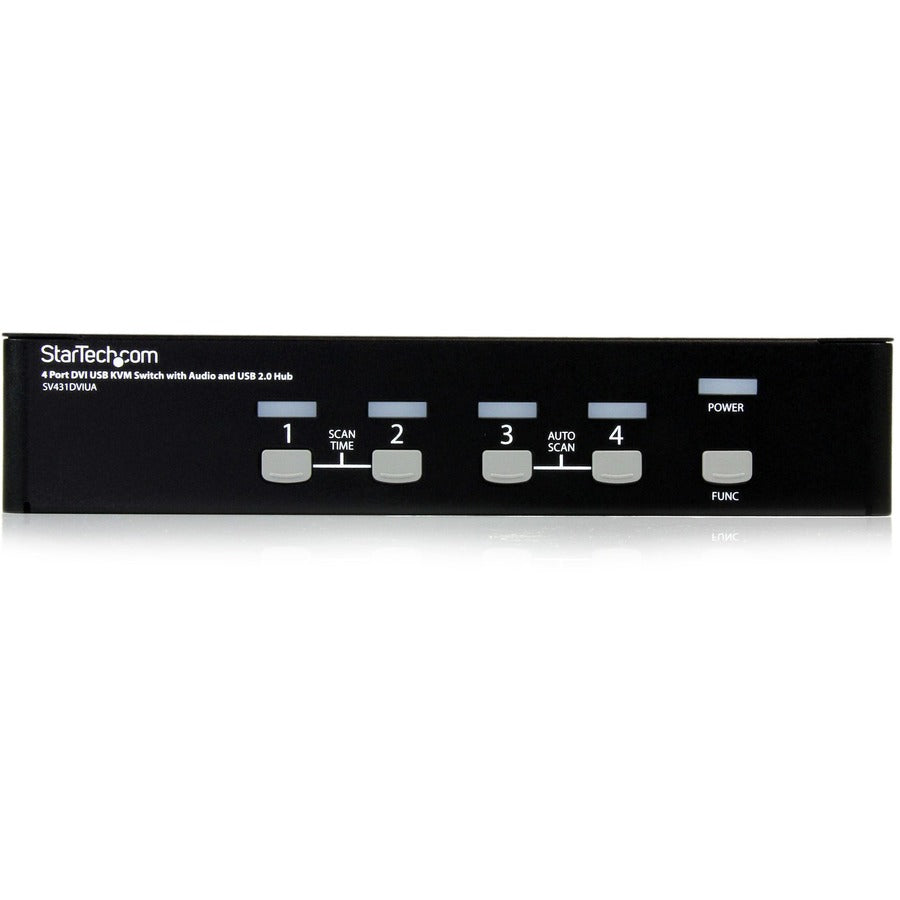 StarTech.com 4 Port DVI + USB KVM Switch with Audio - KVM switch - USB 2.0 Hub - 2 ports - 1 local user - 1U — SV431DVIUA
