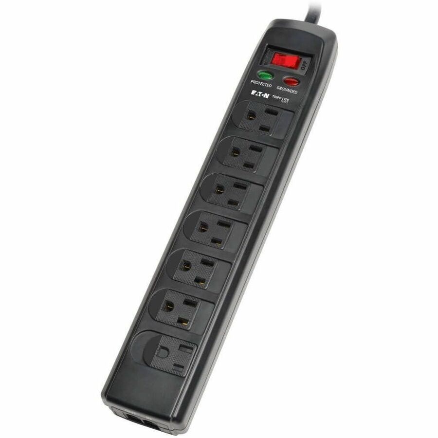 Eaton Tripp Lite Series Protect It! 7-Outlet Surge Protector, 6 ft. (1.83 m) Cord, 1440 Joules, Tel/Modem Protection, Safety Covers — TLP706TELC
