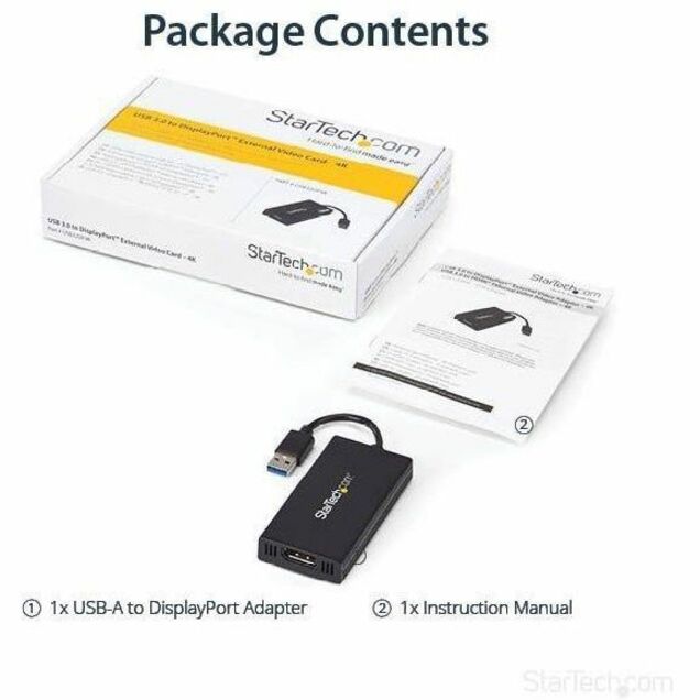 StarTech.com USB 3.0 to DisplayPort Adapter, 4K 30Hz UHD, USB to DP Display Adapter, External Video/Graphics Card for Mac & Windows — USB32DP4K