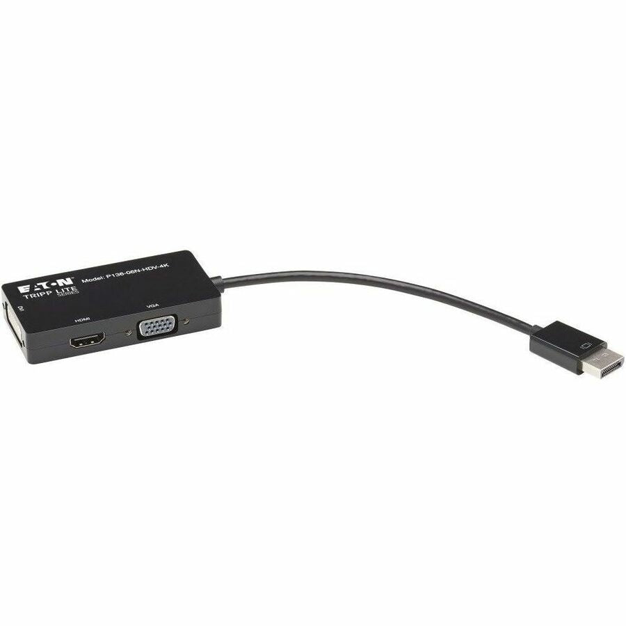 Eaton Tripp Lite Series DisplayPort to VGA/DVI/HDMI All-in-One Converter Adapter, DP ver 1.2, 4K 30 Hz HDMI — P136-06N-HDV-4K
