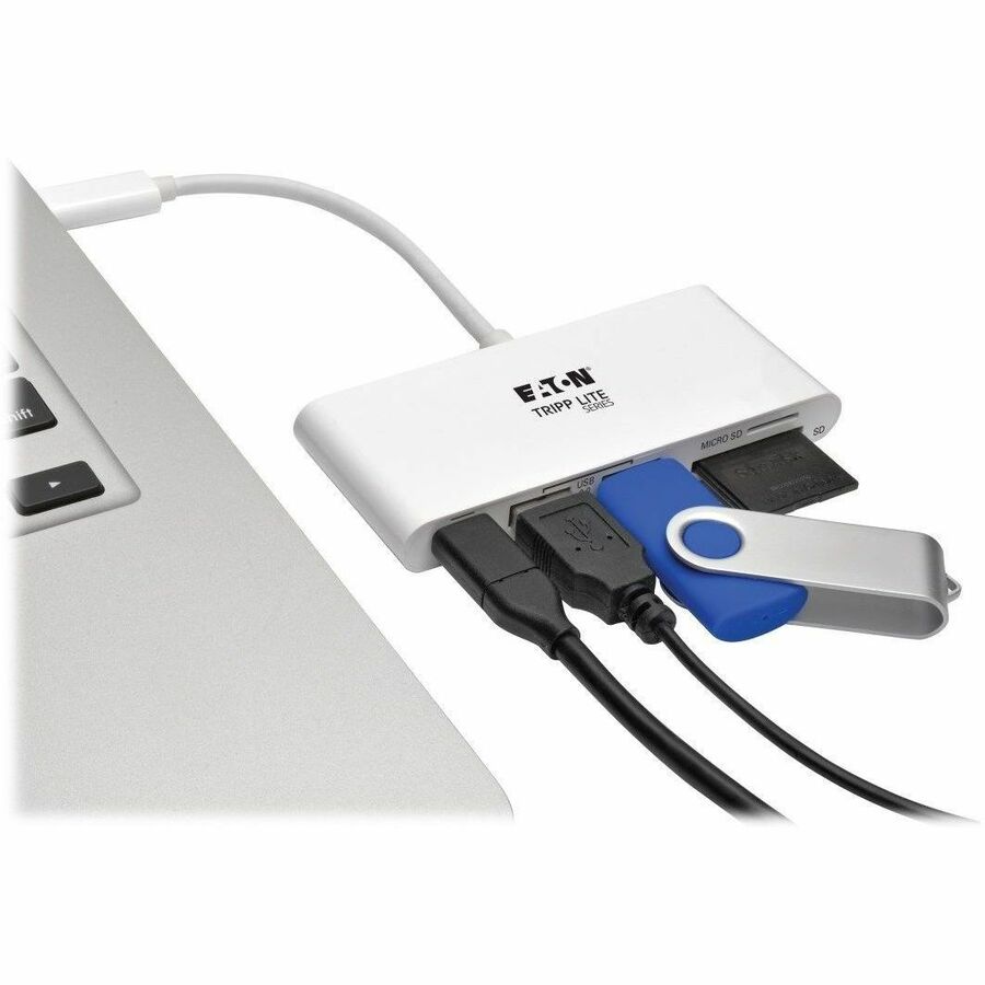 Eaton Tripp Lite Series USB-C Multiport Adapter, USB 3.x (5Gbps), USB-A/C Hub Ports, Card Reader and 60W PD Charging, White — U460-002-2AM-C