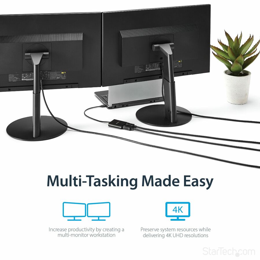 StarTech.com USB-C to Dual DisplayPort 1.2 Adapter, USB Type-C Multi-Monitor MST Hub, Dual 4K 30Hz DP Display Extender/Splitter, Windows — MSTCDP122DP