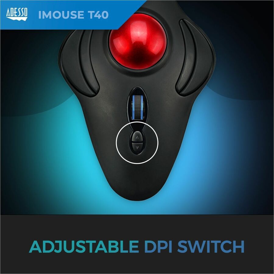 Adesso iMouse T40 Wireless Programmable Ergonomic Trackball Mouse — iMouse T40