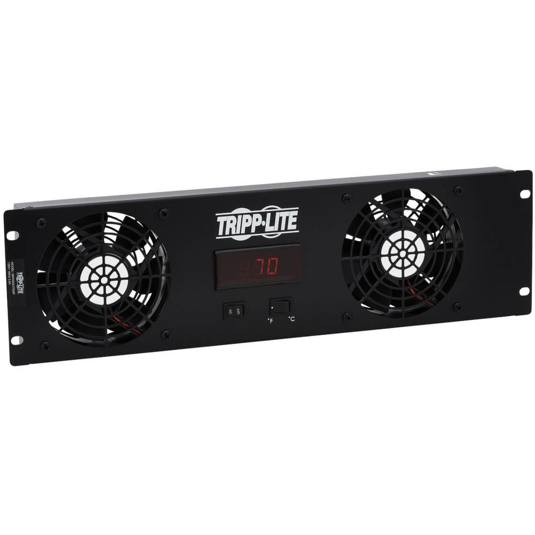 Eaton Tripp Lite Series 3U Digital Temperature Sensor with 2 12VDC High-Performance Fans, Blanking Panel, LCD — SRFAN3UTEMP