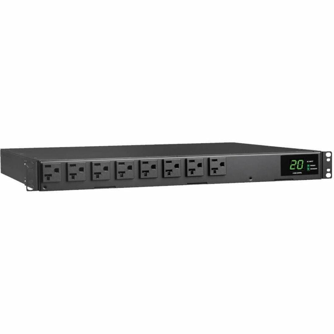 Eaton Tripp Lite Series 1.92kW 120V Single-Phase ATS/Local Metered PDU - 16 5-15/20R Outlets, Dual L5-20P/5-20P Inputs, 12 ft. Cords, 1U, TAA — PDUMH20ATS