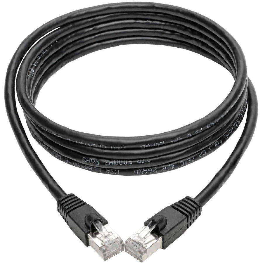 Eaton Tripp Lite Series Cat6a 10G Snagless Shielded STP Ethernet Cable (RJ45 M/M), PoE, Black, 8 ft. (2.43 m) — N262-008-BK
