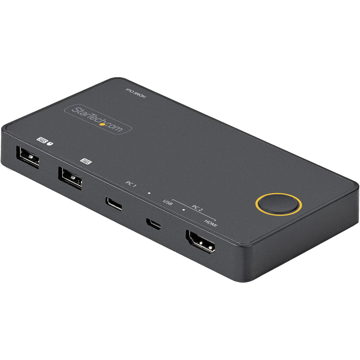 StarTech.com 2 Port Hybrid USB-A + HDMI & USB-C KVM Switch, Single 4K 60Hz HDMI 2.0 Monitor, Compact Desktop and/or Laptop HDMI KVM Switch — SV221HUC4K