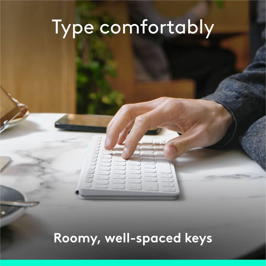 Logitech Keys-To-Go 2 Portable Wireless iPad Keyboard With Built-in Cover, Slim and Compact Wireless Keyboard for iPad, iPhone, Mac, and Apple TV, Easily Switch Between Devices (Pale Grey) — 920-012922