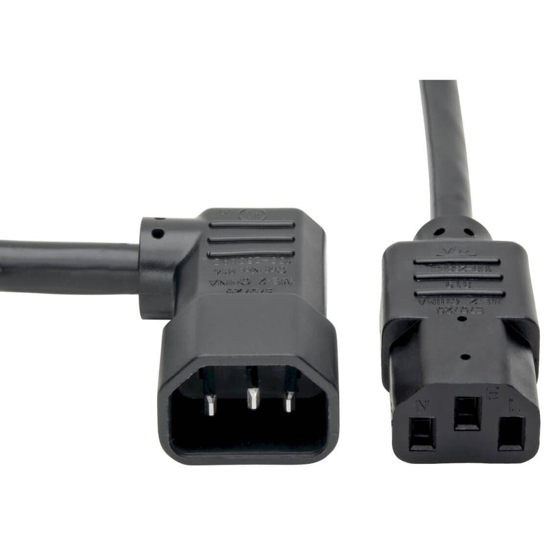 Eaton Tripp Lite Series Heavy-Duty PDU Power Cord, C13 to Right-Angle C14 - 15A, 250V, 14 AWG, 6 ft. (1.83 m), Black — P005-006-14RA