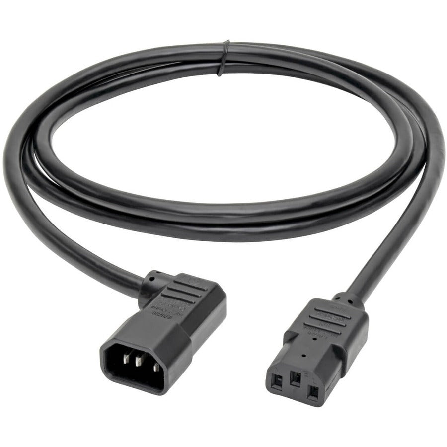 Eaton Tripp Lite Series Heavy-Duty PDU Power Cord, C13 to Right-Angle C14 - 15A, 250V, 14 AWG, 6 ft. (1.83 m), Black — P005-006-14RA