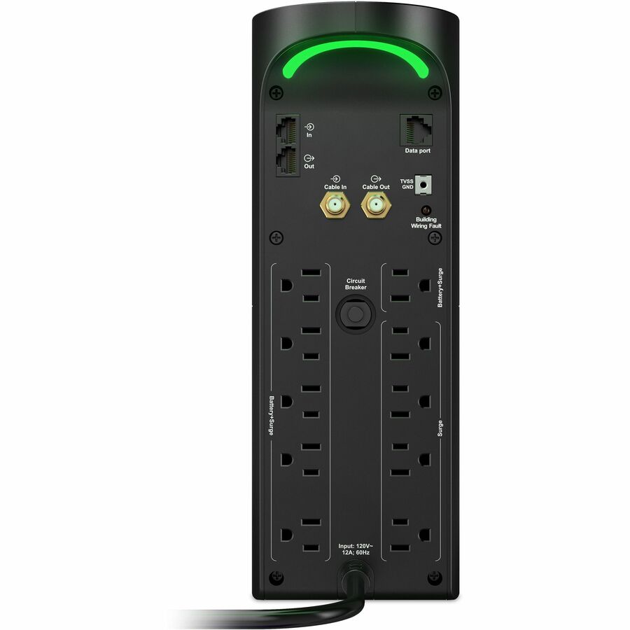 APC Back-UPS Pro for Gaming, 1500VA/900W, Tower, 120V, 10x NEMA 5-15R outlets, RGB Lights, Pure Sine Wave, Midnight (Black) — BGM1500B-US