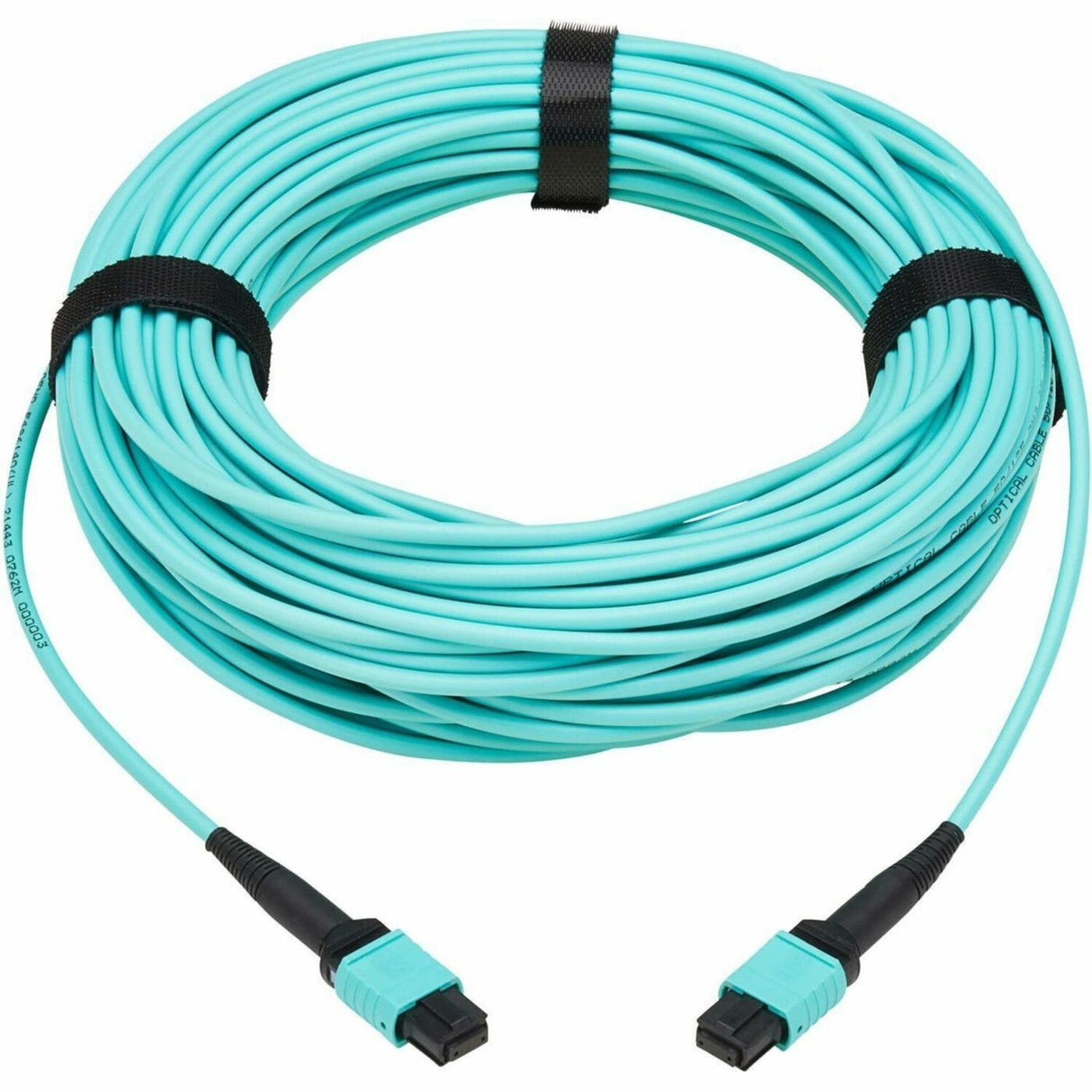 Eaton Tripp Lite Series 40/100/400G Multimode 50/125 OM3 Fiber Optic Cable (8F MPO/MPO-PC F/F), Type-A Polarity, OFNP, Aqua, 15 m (49.2 ft.) — N844A-15M-8-P