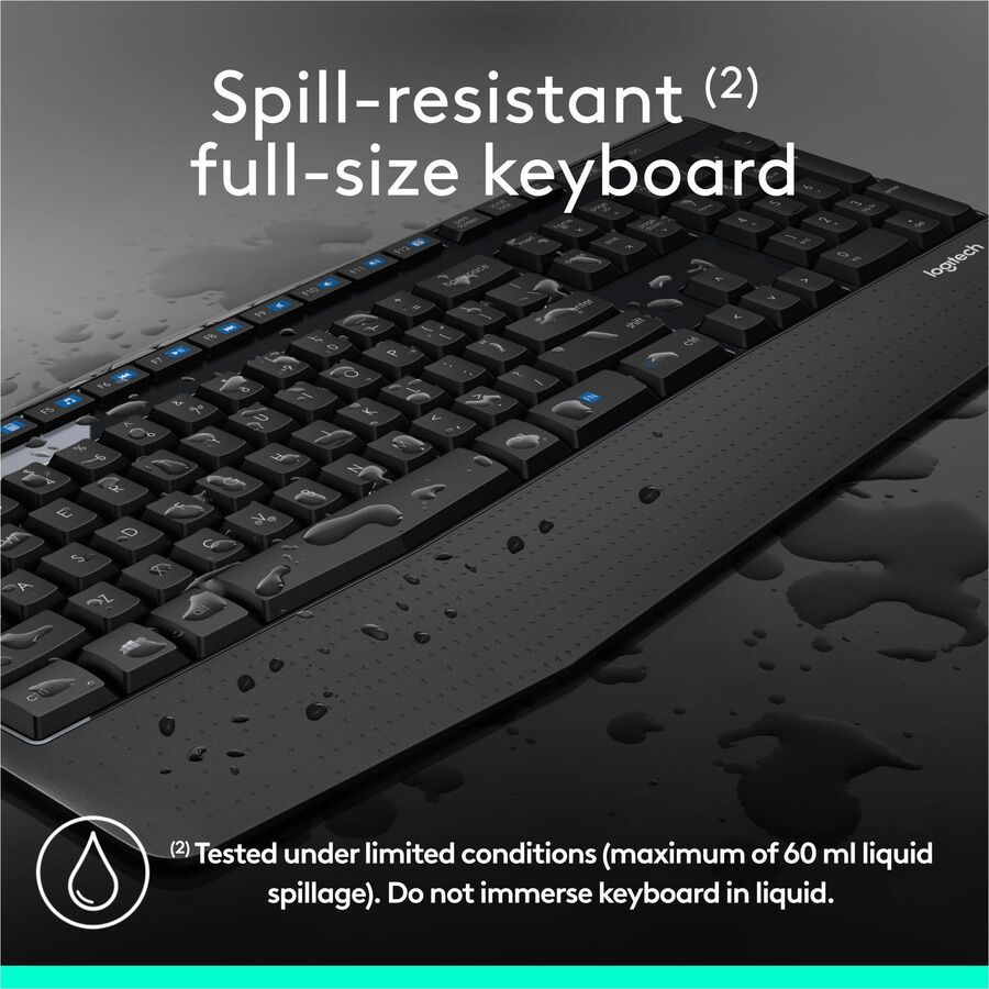 Logitech MK345 Wireless Keyboard and Mouse Combo - Full-Sized Keyboard with Palm Rest, Comfortable Right-Handed Wireless Mouse, 2.4 GHz Wireless USB Receiver — 920-006481