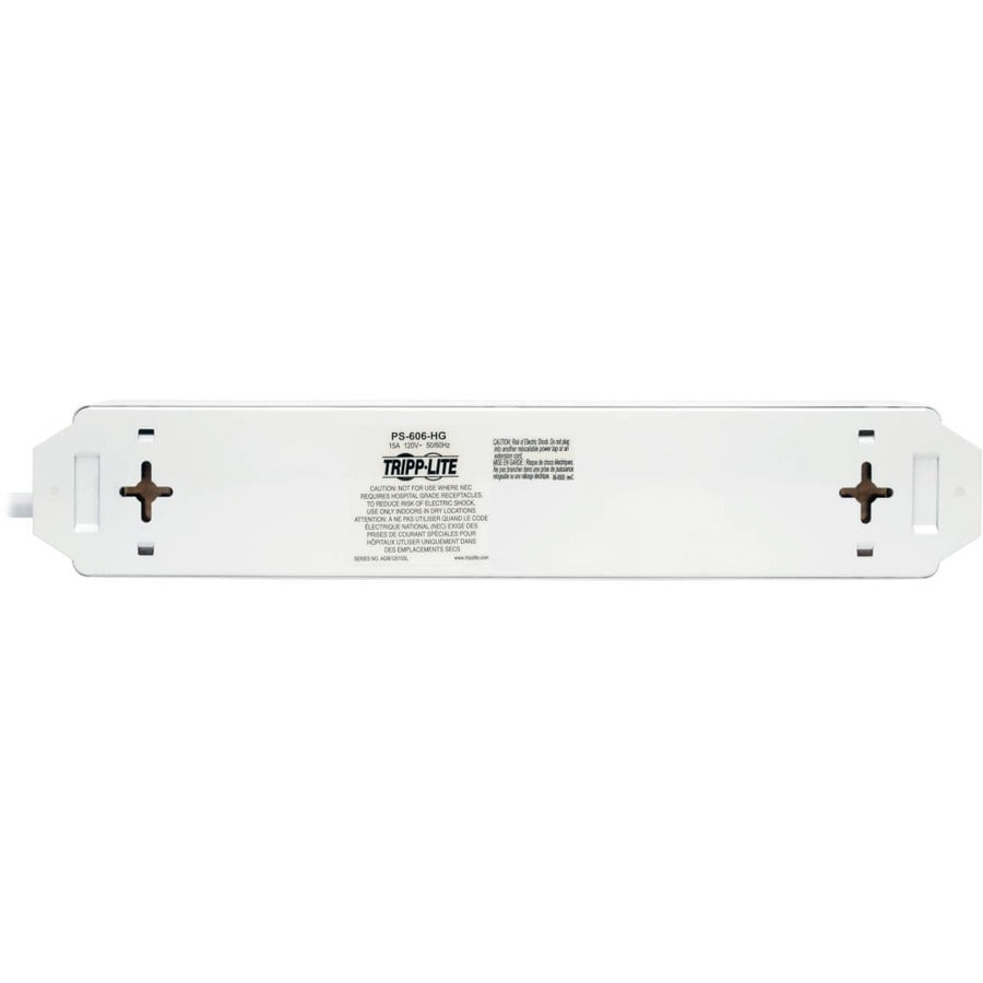 Eaton Tripp Lite Series Safe-IT Medical-Grade Power Strip, UL 1363, 6x Hospital-Grade Outlets, Antimicrobial, 6 ft. Cord — PS-606-HG