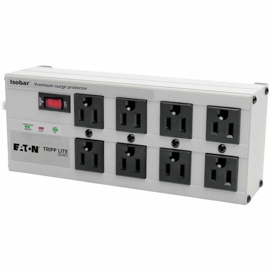 Eaton Tripp Lite Series Isobar 8-Outlet Surge Protector, 25 ft. Cord with Right-Angle Plug, 3840 Joules, Diagnostic LEDs, Metal Housing — ISOBAR825ULTRA